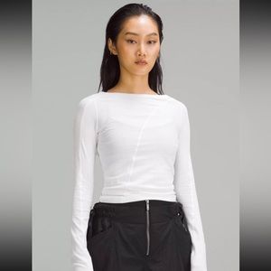 Lululemon asymmetrical ribbed cotton long sleeve XS white NWOT